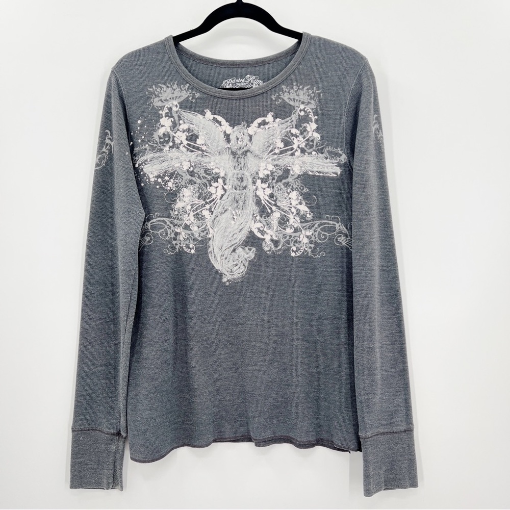 Painted Rum Waffle Thermal Cotton Blend Long Sleeve Top, XL